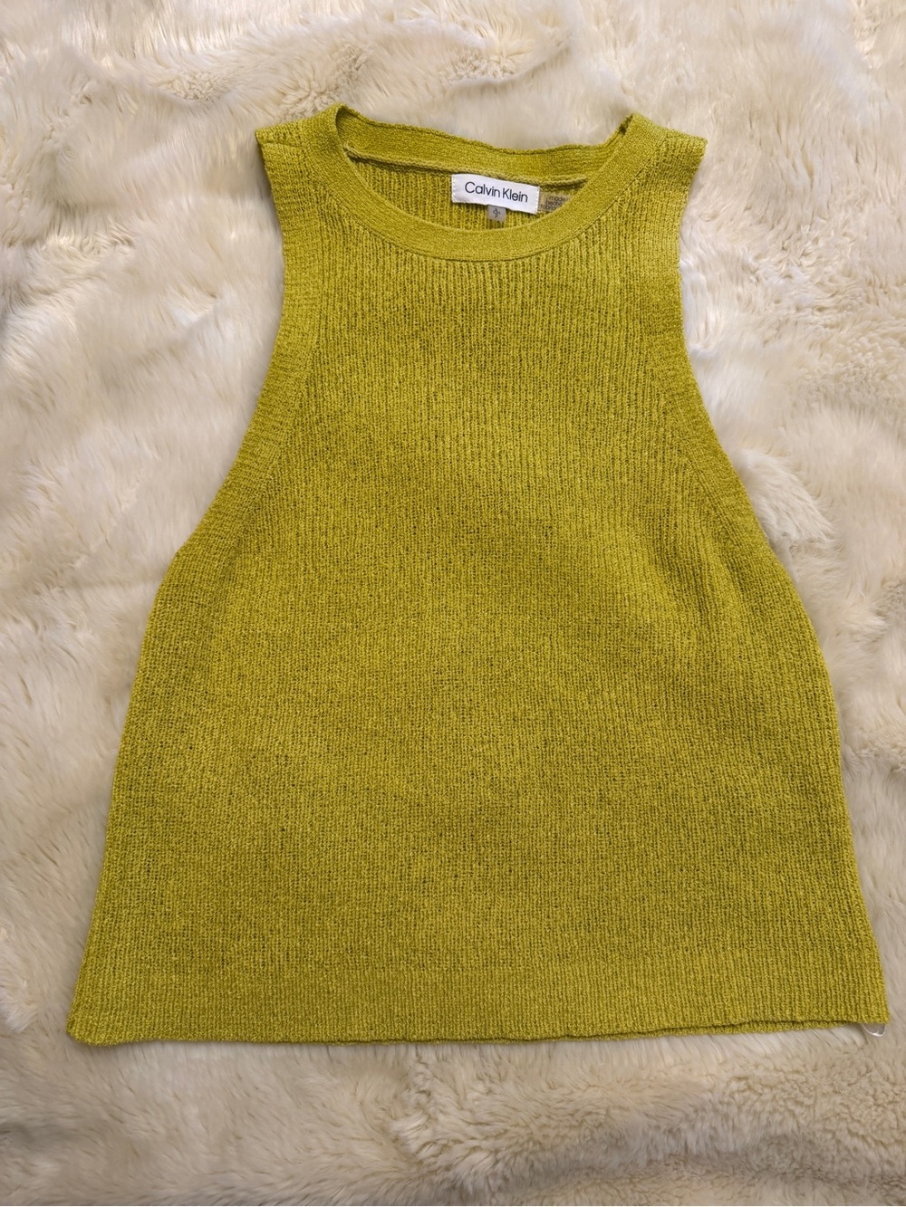 Calvin Klein Sleeveless Knit Tank in Chartreuse